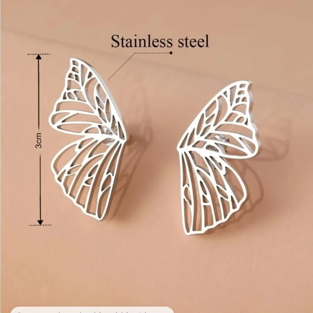Stainless Steel Butterfly‎ Wings Stud Earrings